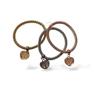 Chic Heart Charm Bracelet Trio